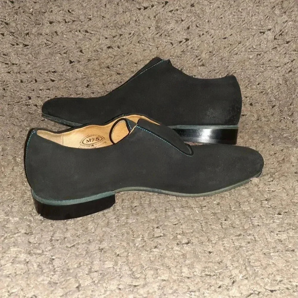 JOHN FLUEVOG-Kingsley-Black Waxed Suede-Laceless Oxford-SZ 7.5 Men-Near Mint - Picture 5 of 9
